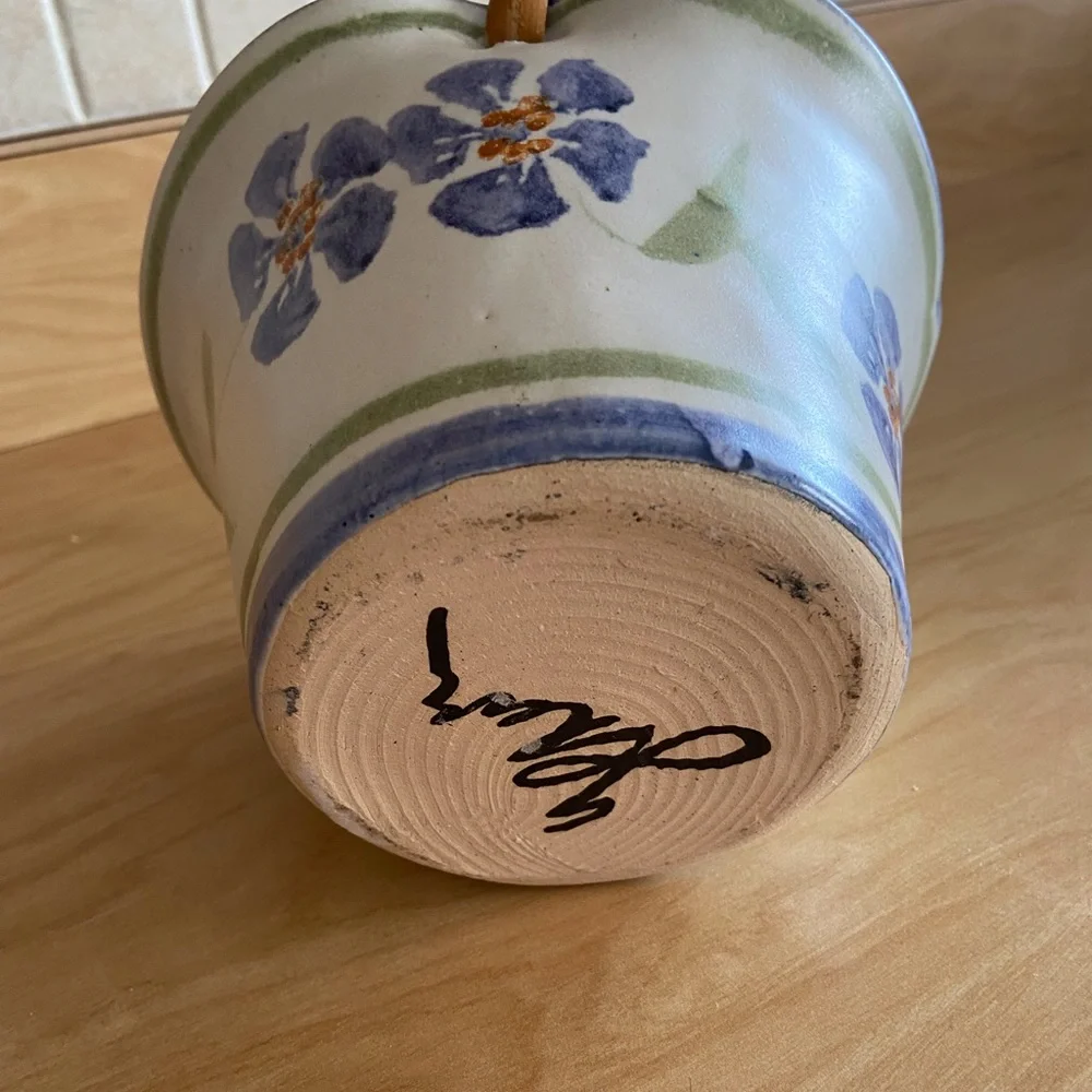 Handcrafted ceramic rustic farmhouse pottery basket and candlestick room accents